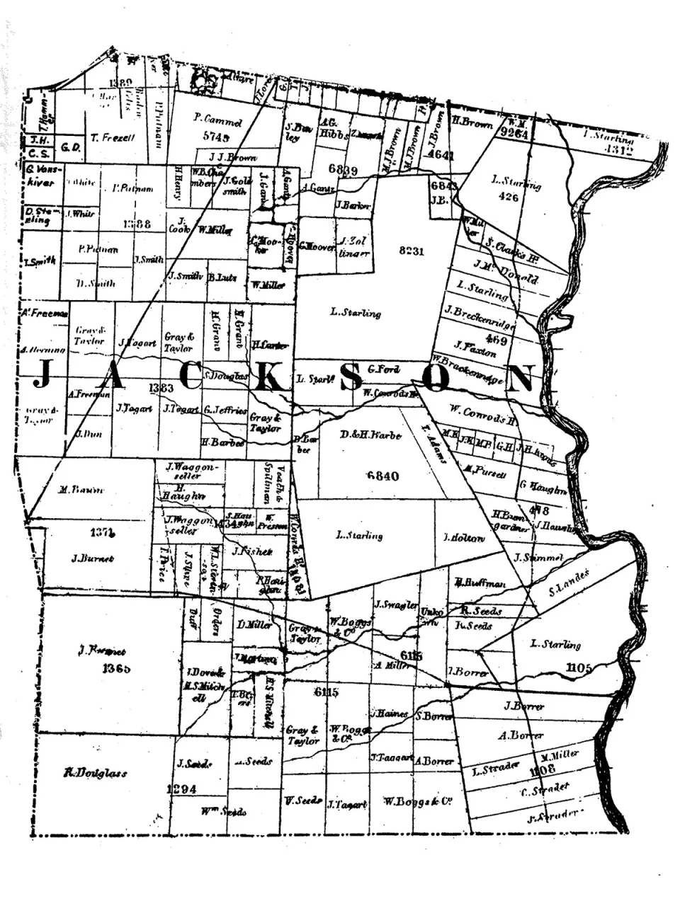 1842 Jackson Township Census Map