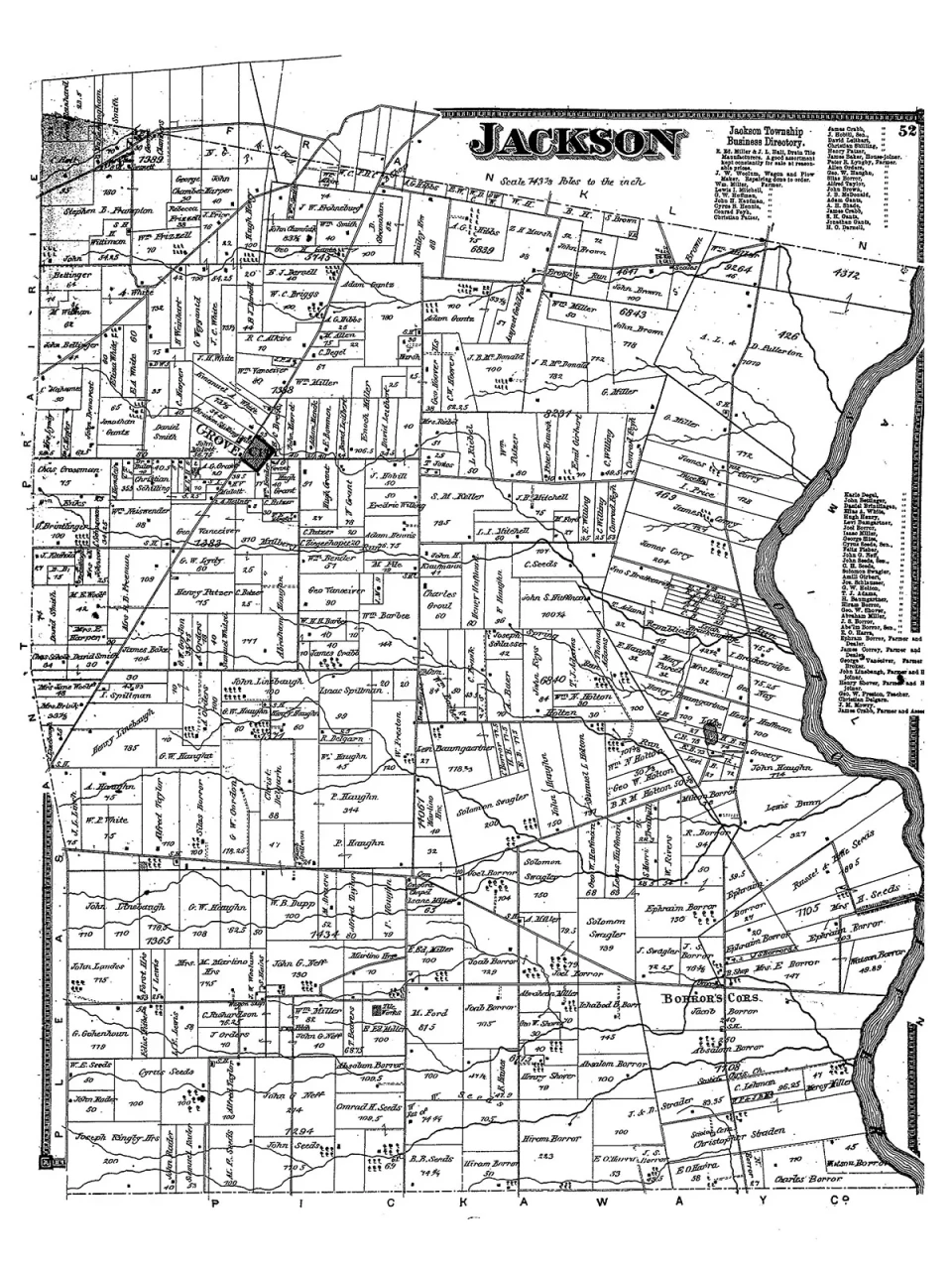 1883 Jackson Township Census Map